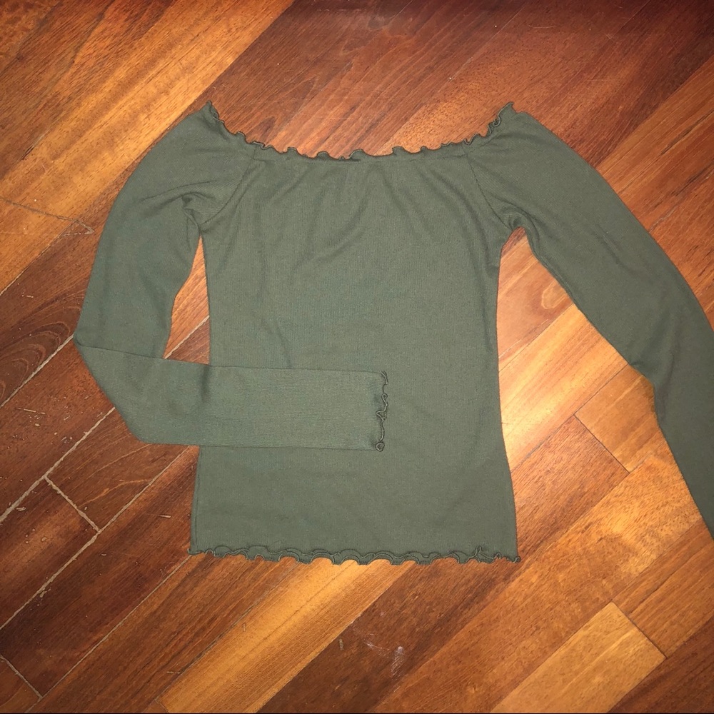 NEVER WORN Army Green Off The Shoulder Top